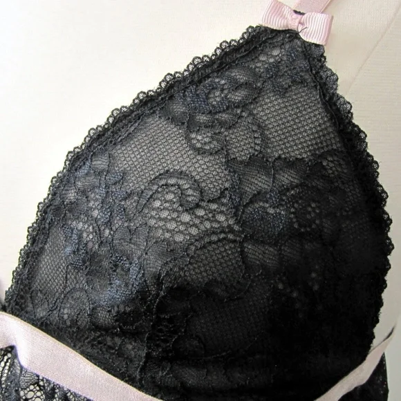 Gilligan Black Lace with Pink Trim Teddy Cami M - Picture 5 of 8